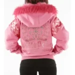 Pelle Pelle Pink Fur Hood Wool Jacket – 100% genuine wool.