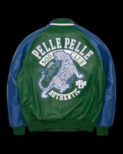Pelle Pelle Soda Club Tiger Jacket – Black and Gold Premium Leather Jacket with Tiger Embroidery