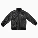 Pelle Pelle Kids Black Multi Pocket Genuine Leather Jacket with embroidered back design