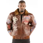 Pelle Pelle Brown MB Croc Leather Jacket American Bruiser