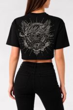 Pelle Pelle Women’s 47 Anniversary Edition Black Cropped T-Shirt Back