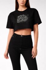 pelle pelle womens-47 anniversary edition black-cropped t-shirt